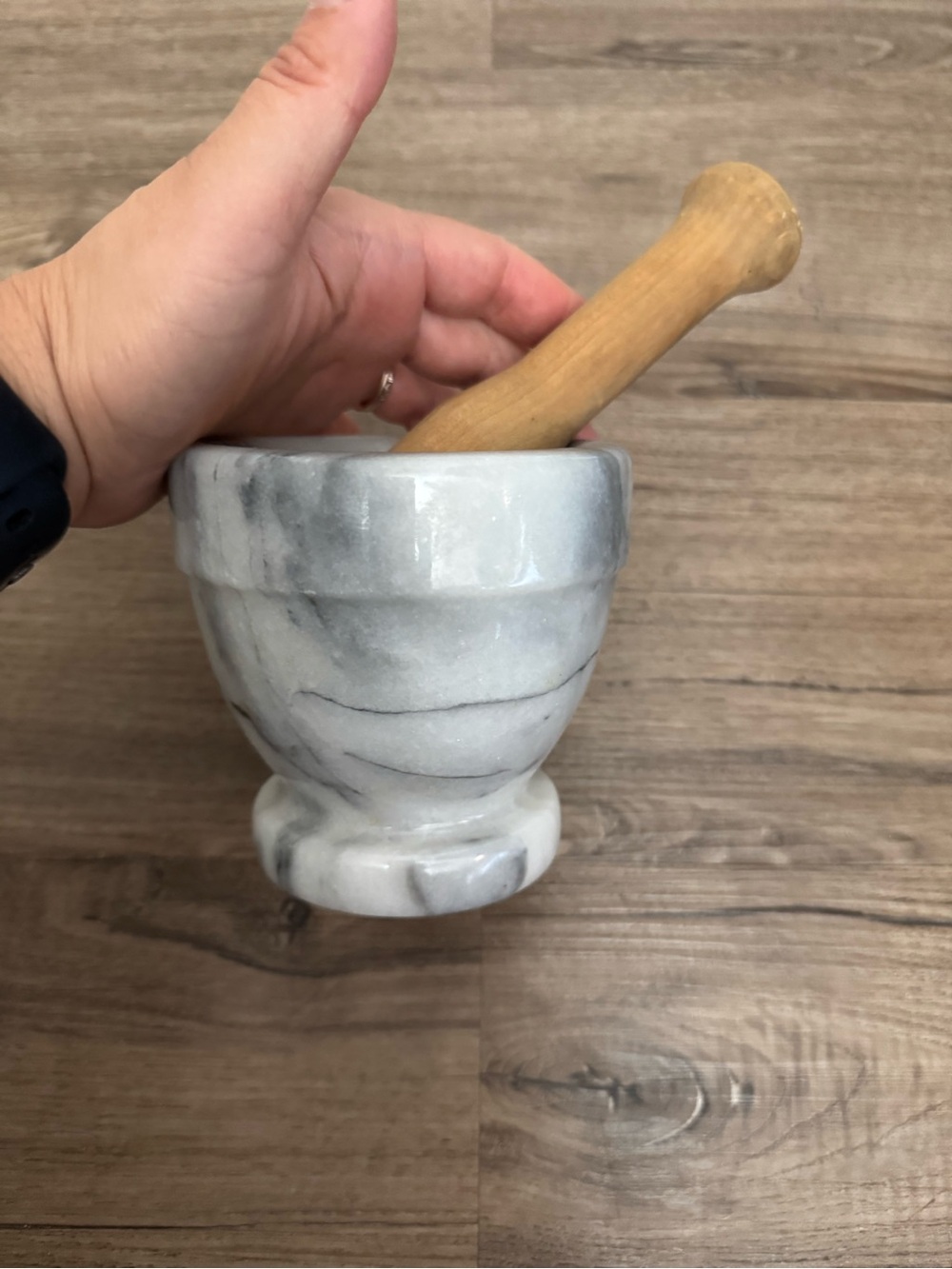 Marble pestle and mortar gray